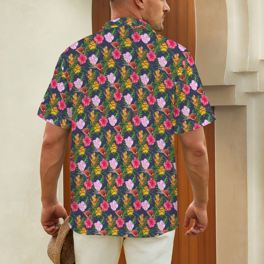 Tropical Floral - Men's Short Sleeve Hawaiian Shirt