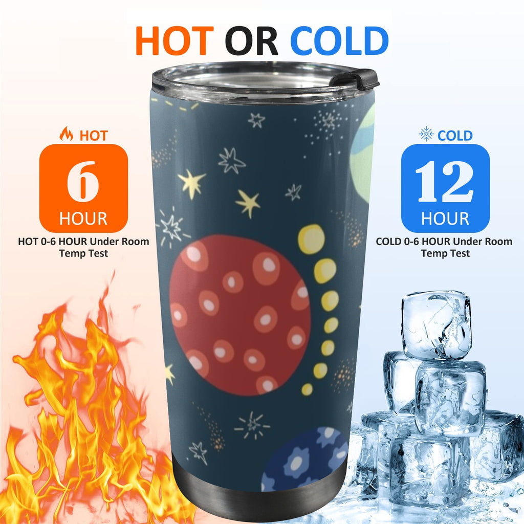 Rocket and Planets In Space - 20oz Mobile Tumbler with Lid (Black Lock) 20oz Travel Mug Printed Offshore Space