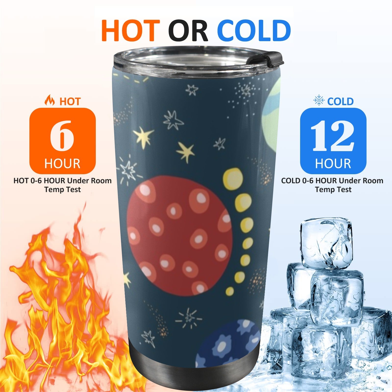 Rocket and Planets In Space - 20oz Mobile Tumbler with Lid (Black Lock) 20oz Travel Mug Printed Offshore Space