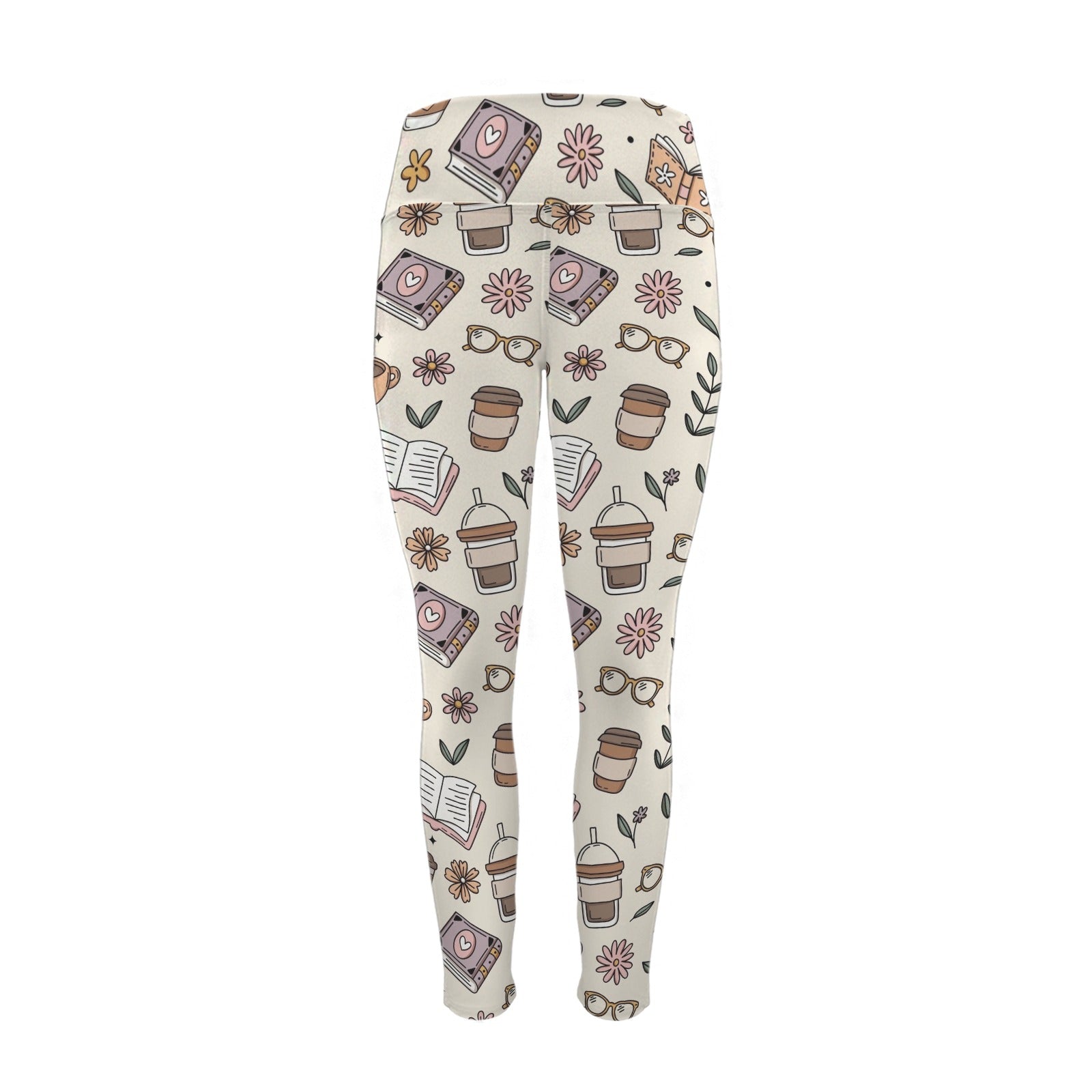 Books And Coffee - Women's High Waist Pockets Yoga Leggings