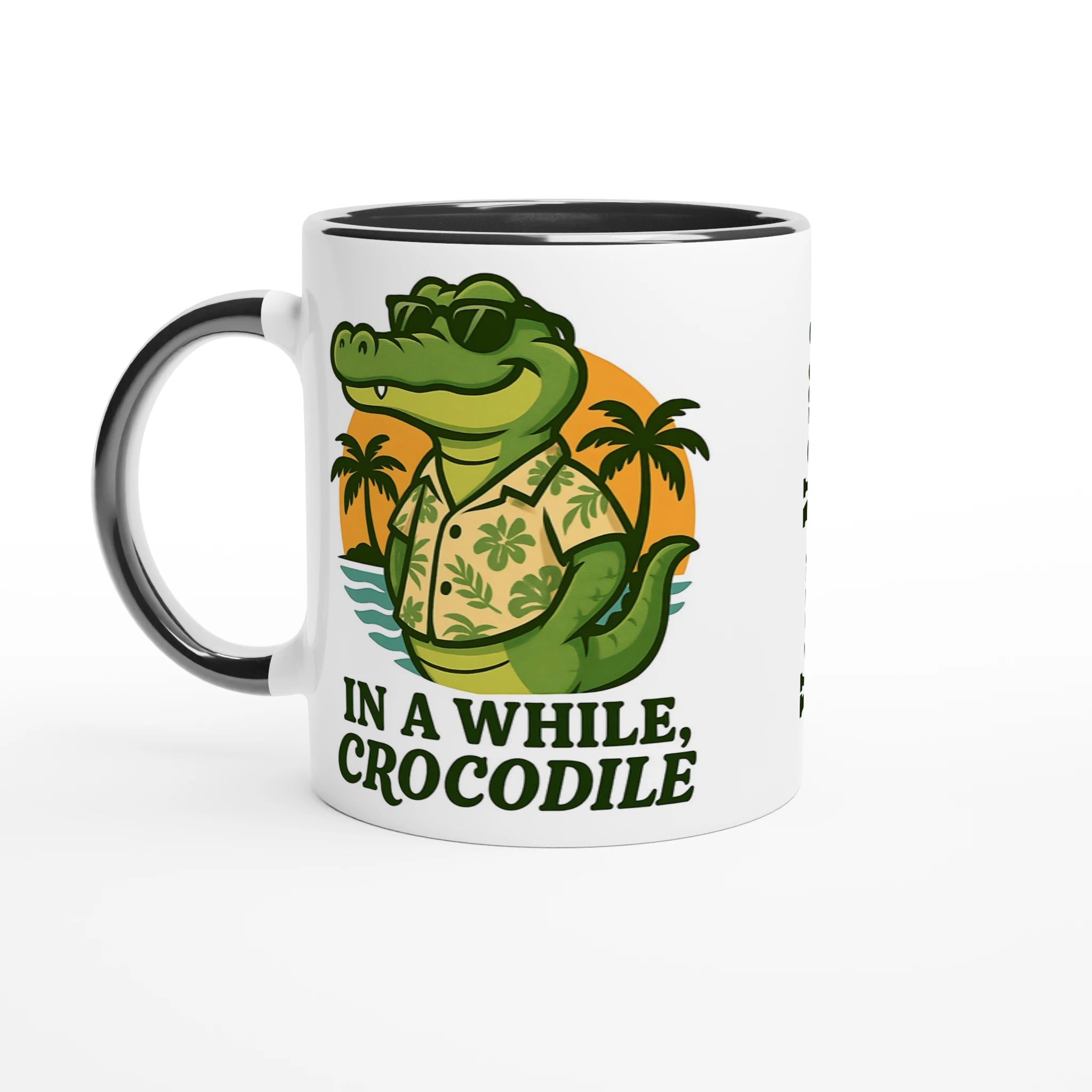 Personalised - In A While, Crocodile - 11oz Ceramic Mug Ceramic Black Personalised 11oz Mug animal Globally Fulfilled