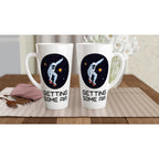 Astronaut Skateboard, Getting Some Air - White Latte 17oz Ceramic Mug Latte Mug Globally Fulfilled Space
