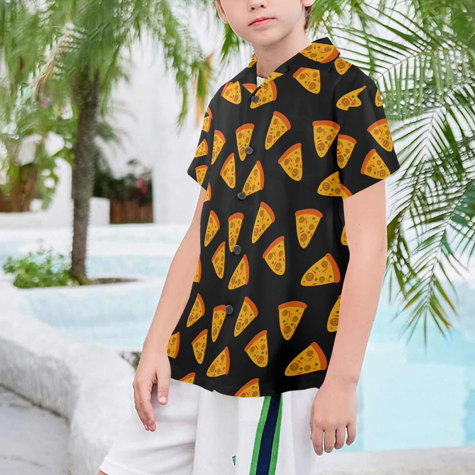 Pizzas Senior Kids Hawaiian Shirt Senior Kids Hawaiian Shirt 8-15 Food Printed Offshore