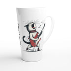 Personalised Cat Playing Guitar White Latte 17oz Ceramic Mug Personalised Latte Mug animal Globally Fulfilled Music