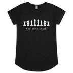 Are You Game, Chess - Womens Scoop Neck T-Shirt Black Womens Scoop Neck T-shirt Chess Games Printed In Australia