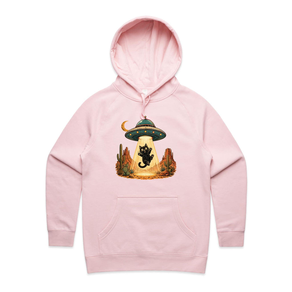 Black Cat Alien UFO Abduction Women's AS Colour Hoodie