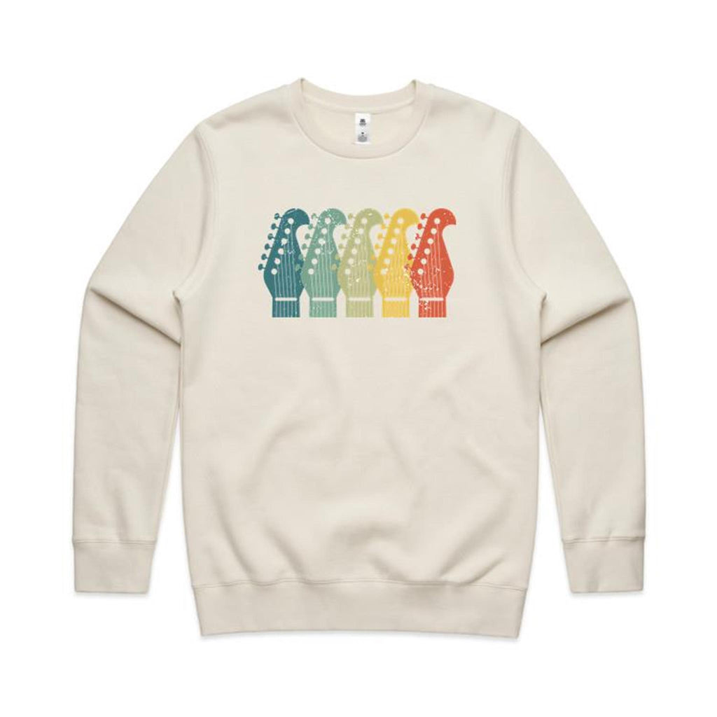 Guitar Headstocks - AS Colour Stencil Crew Sweatshirt Ecru Sweatshirt Music Printed In Australia