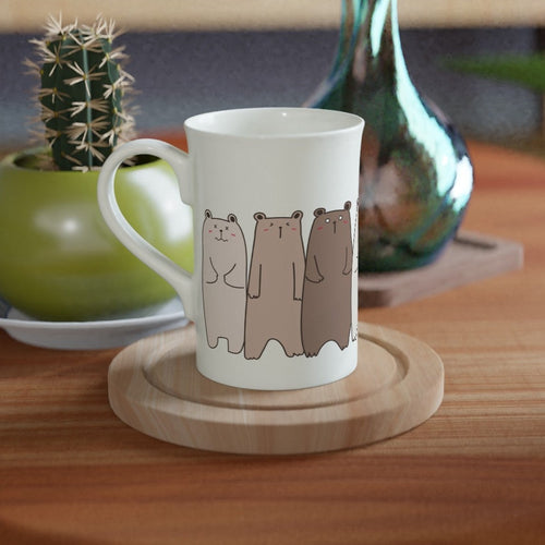 Bears In A Row - White 10oz Porcelain Slim Mug Porcelain Mug animal Globally Fulfilled