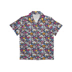 Graphic Flowers On Black Junior Kids Hawaiian Shirt