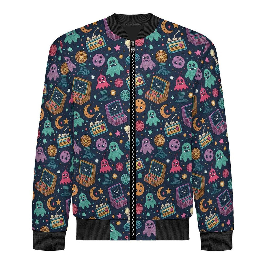 Space Arcade Men's Casual Zip‑Up Bomber Jacket