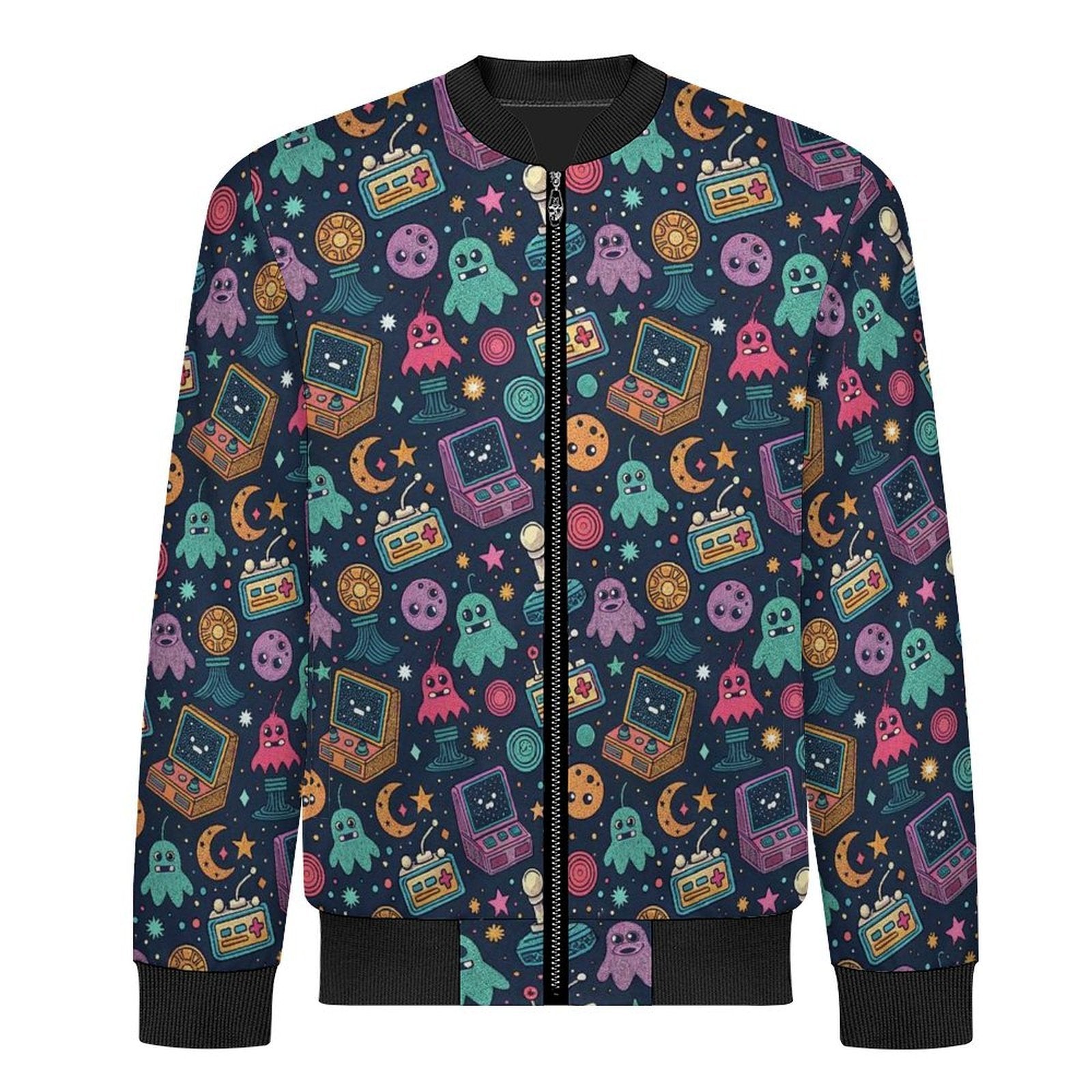Space Arcade Men's Casual Zip‑Up Bomber Jacket