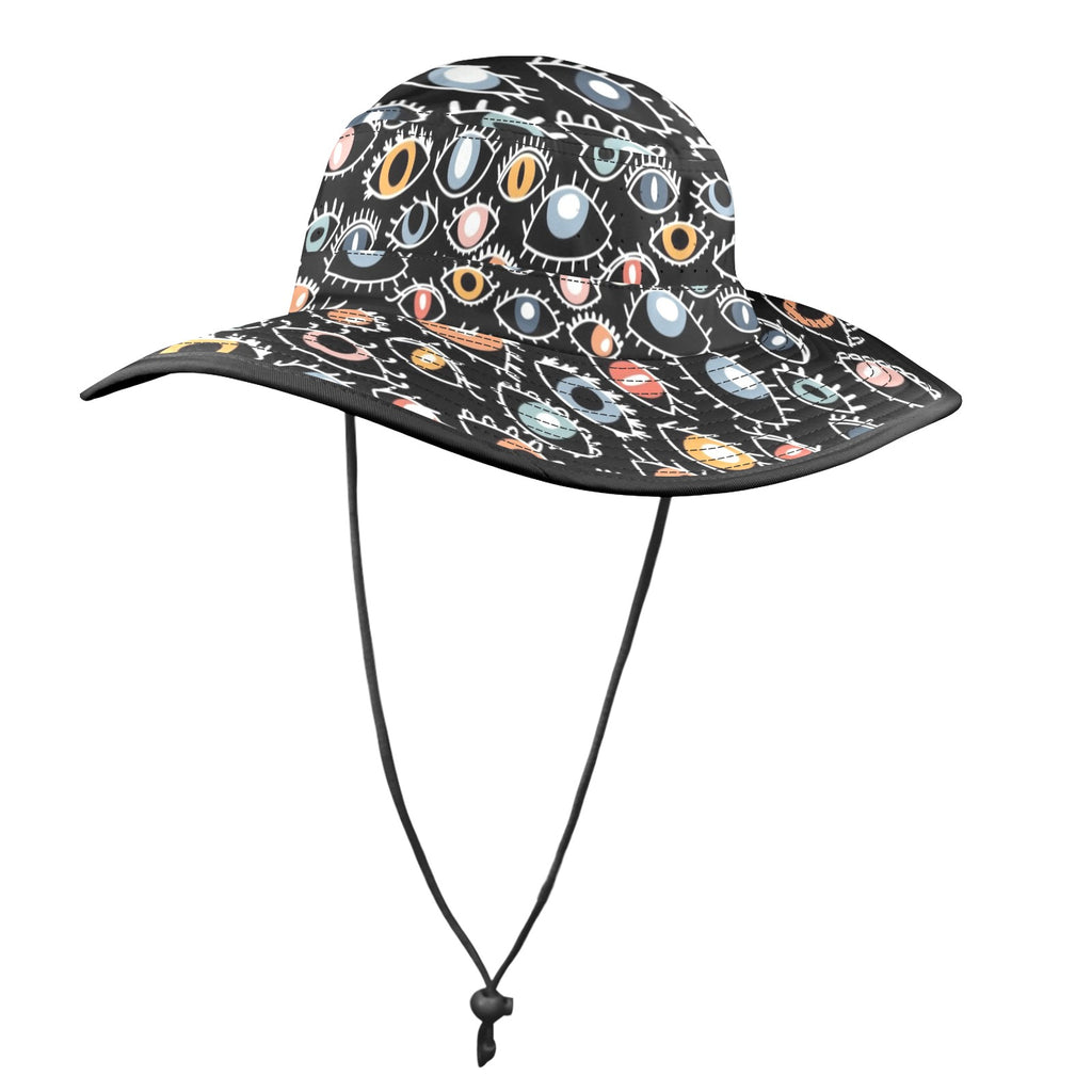 Eyes On Black Wide Brim Bucket Hat Wide Brim Bucket Hat Printed Offshore