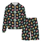 Colourful Cassettes Men's Lightweight Sun Hoodie & Shorts Set Men's Lightweight Sun Hoodie & Shorts Music Printed Offshore Retro
