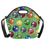 Pool Balls Neoprene Lunch Bag/Large (Model 1669) Neoprene Lunch Bag Games Printed Offshore