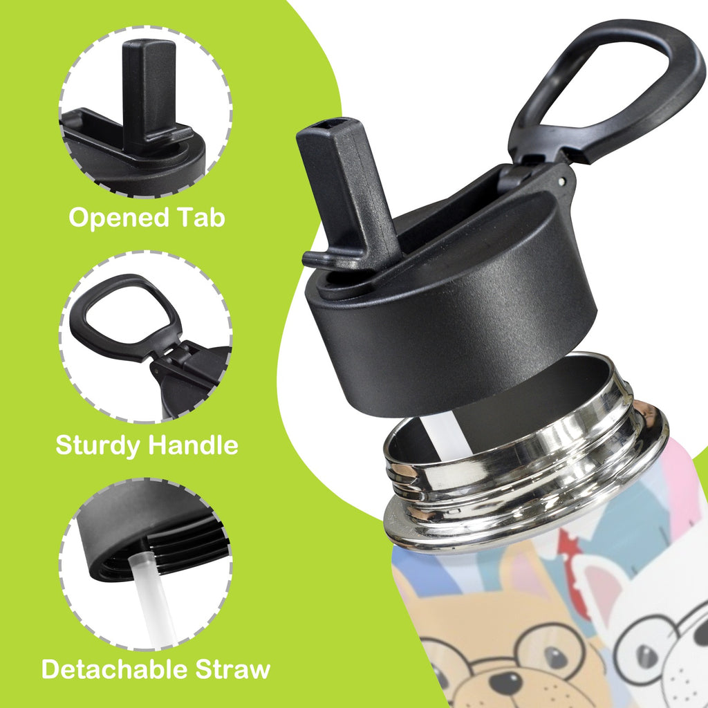 Dog Crowd 12oz Kids Water Bottle with Straw Lid
