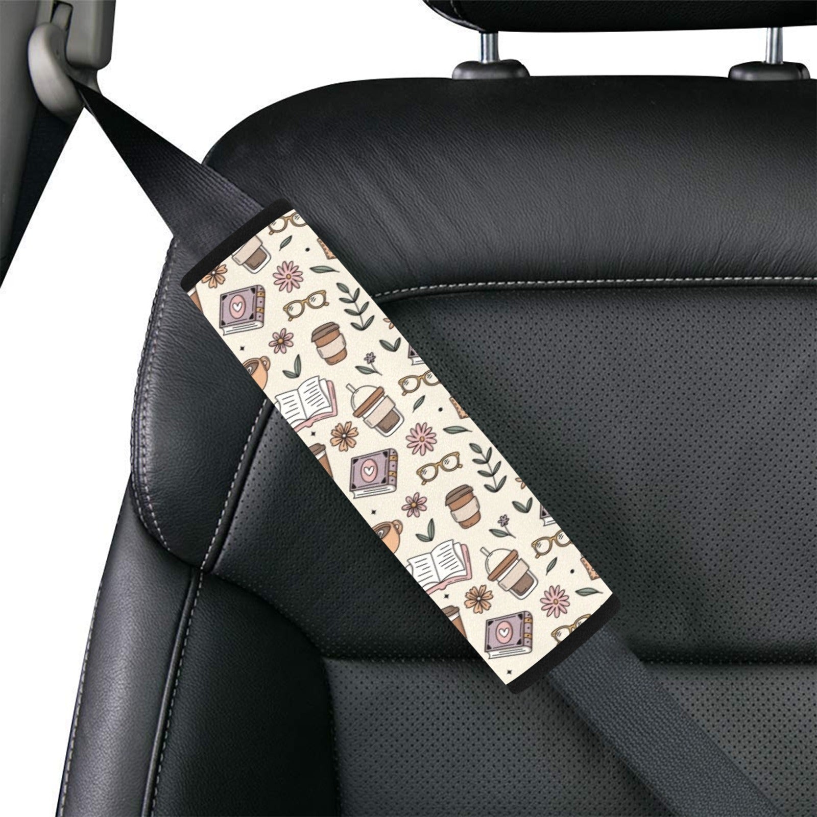 Books And Coffee - Car Seat Belt Cover 7''x10'' (Pack of 2)