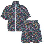 Space Arcade Women's Windbreaker Short Set Women's Windbreaker Short Set Games Printed Offshore Retro Space