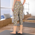 Pretty Moths Women's High Waist Pocket Capri Yoga Leggings