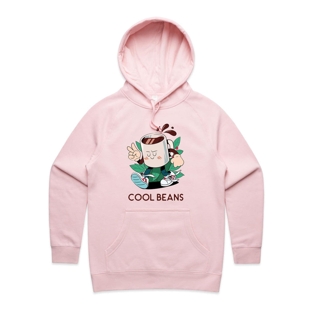 Cool Beans, Coffee - Womens Hoodie Pink Womens Hoodie Coffee Printed In Australia