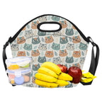 Cute Cat Faces Neoprene Lunch Bag/Large (Model 1669) Neoprene Lunch Bag animal Printed Offshore