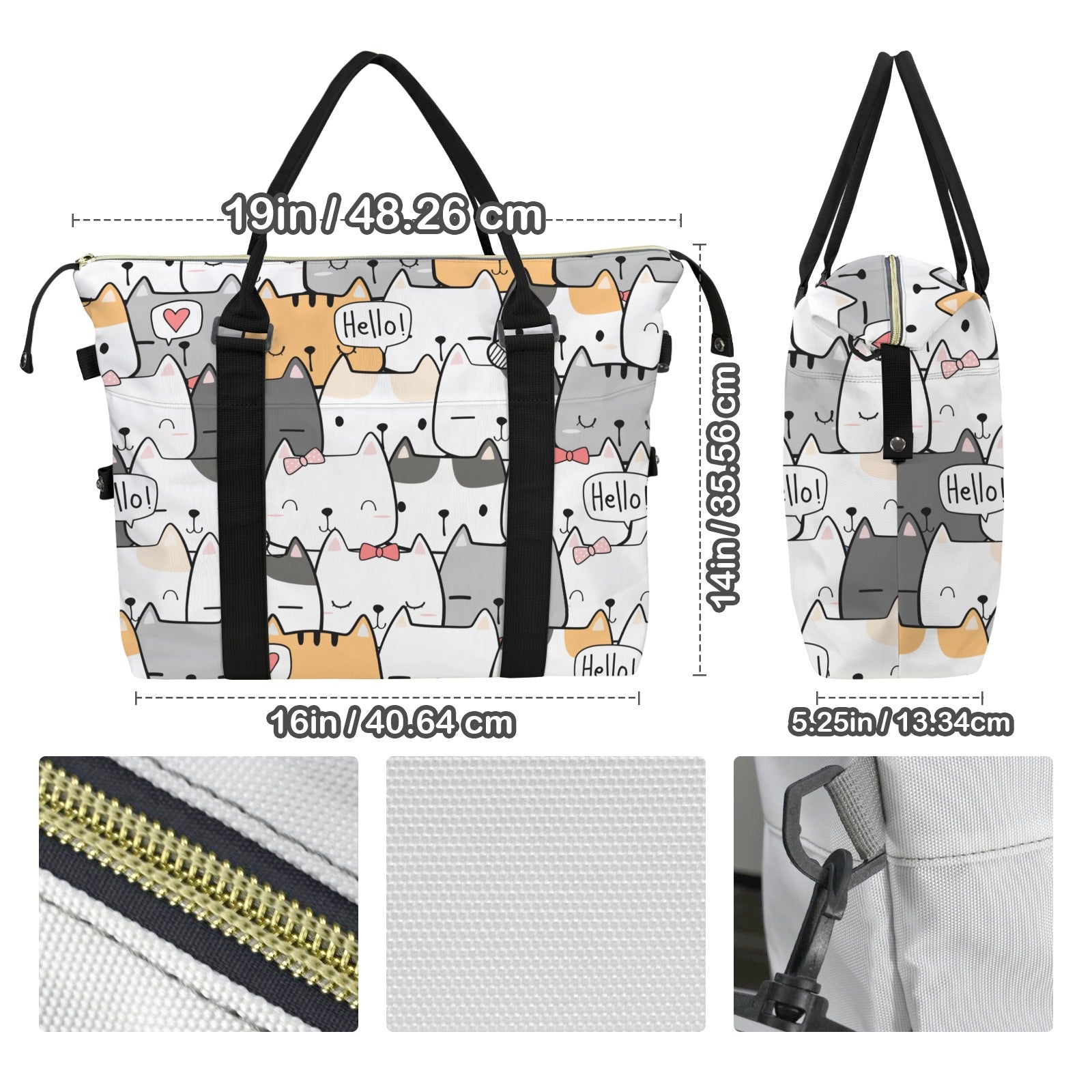 Cat Hello Duffle Bag-Simple (Model 1715) Duffle Bag-Simple (1715)