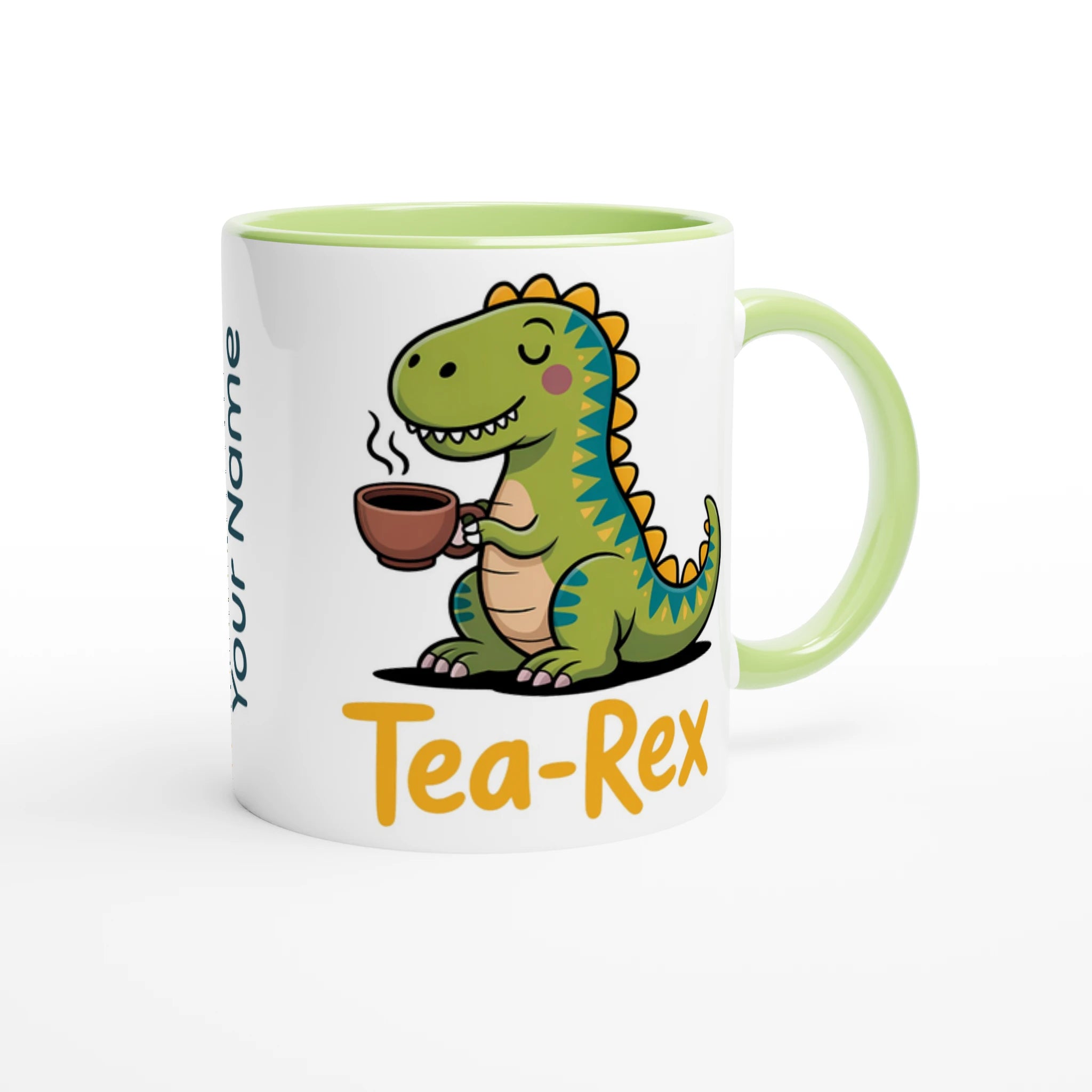 Personalised - Tea-Rex, Tea Drinking Dinosaur - 11oz Ceramic Mug Personalised 11oz Mug animal Globally Fulfilled Tea
