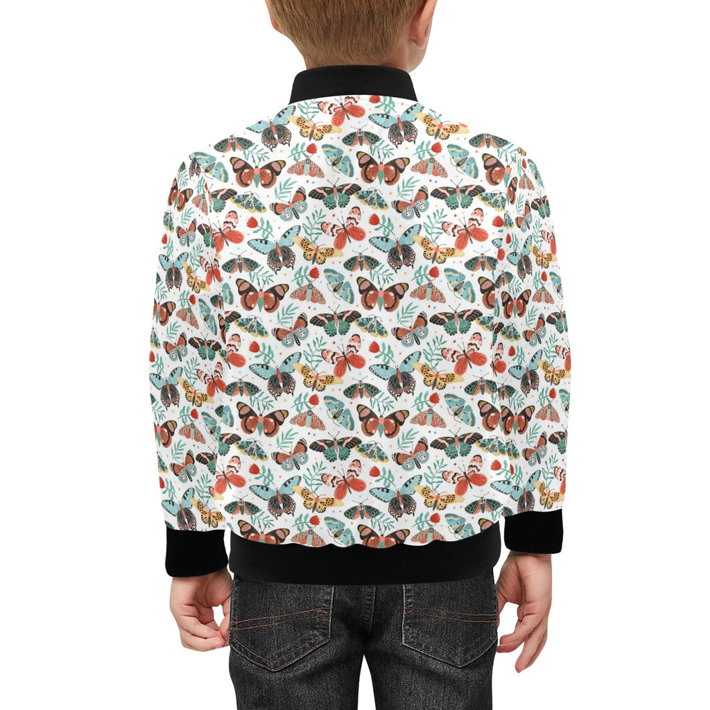 Pretty Moths And Butterflies Kids Bomber Jacket Kids Bomber Jacket animal Printed Offshore