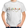 Birds On A Branch - Kids Youth T-Shirt White Kids Youth T-shirt animal Printed In Australia