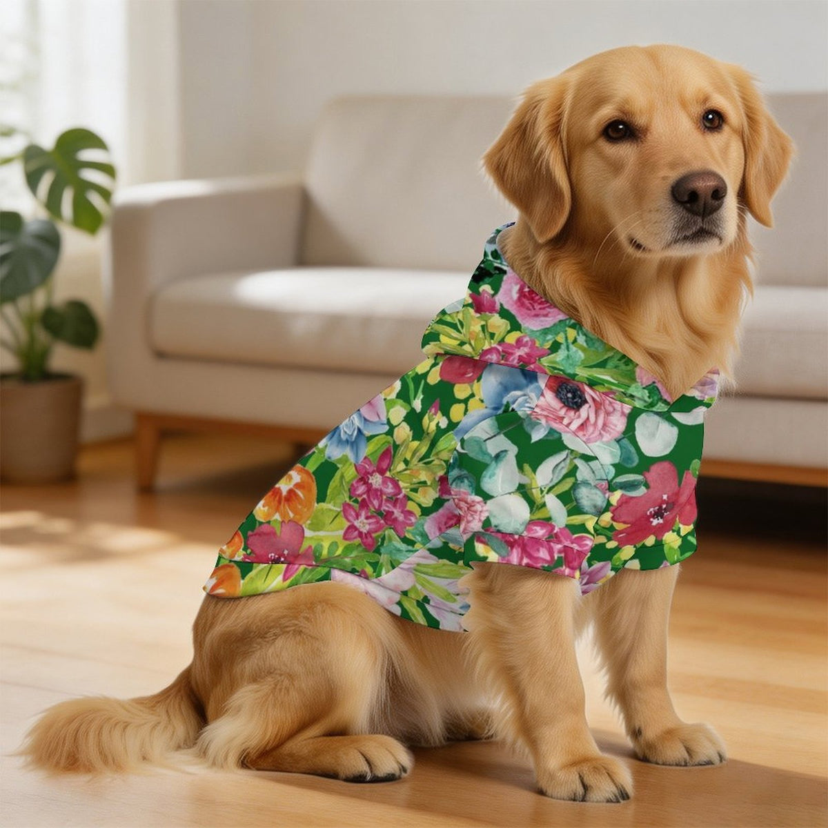 Bright Floral Pet Hoodie (Large Size)