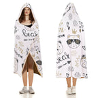 Bears Kids Hooded Blanket 100cm x 130cm Kids Hooded Blanket animal Printed Offshore