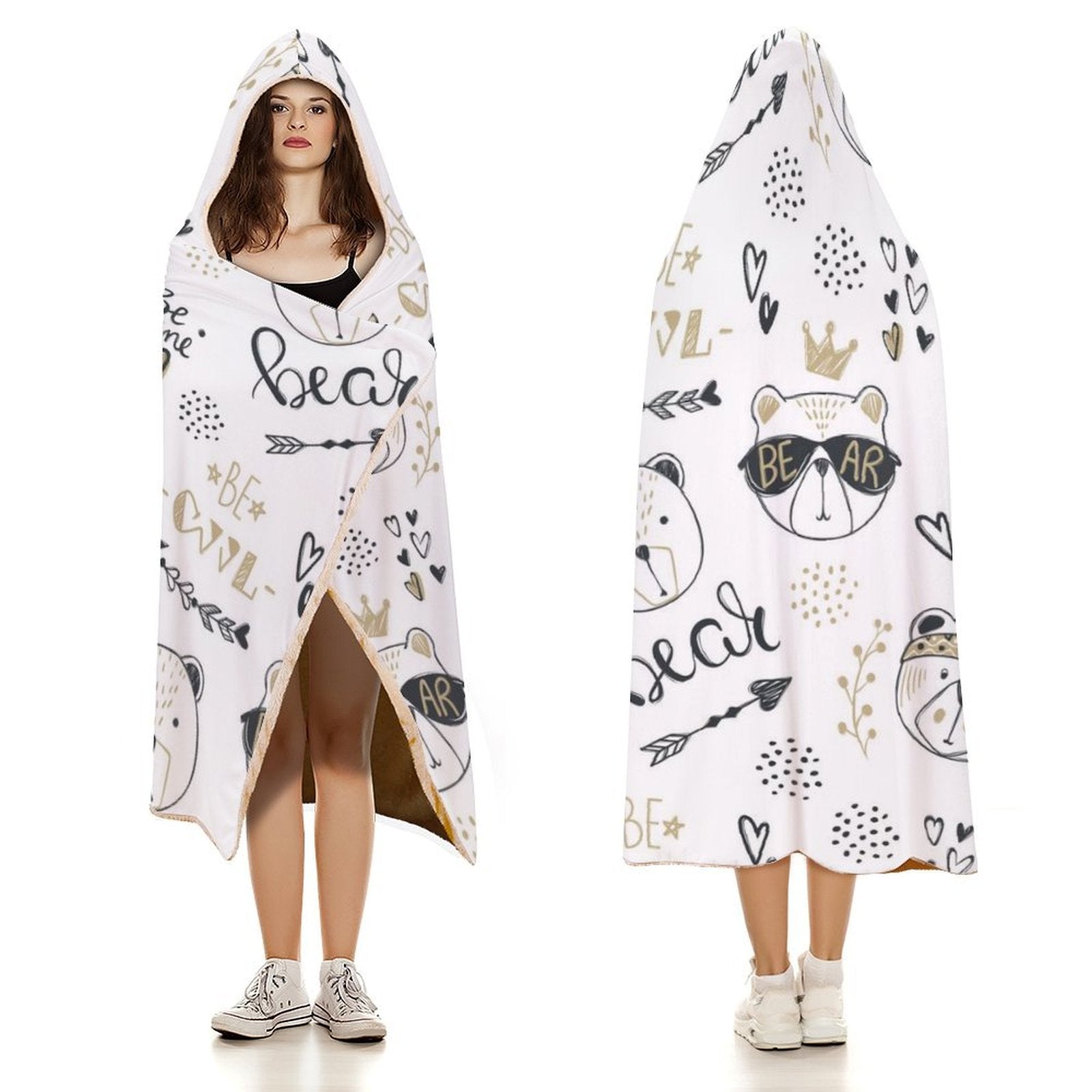 Bears Kids Hooded Blanket 100cm x 130cm Kids Hooded Blanket animal Printed Offshore