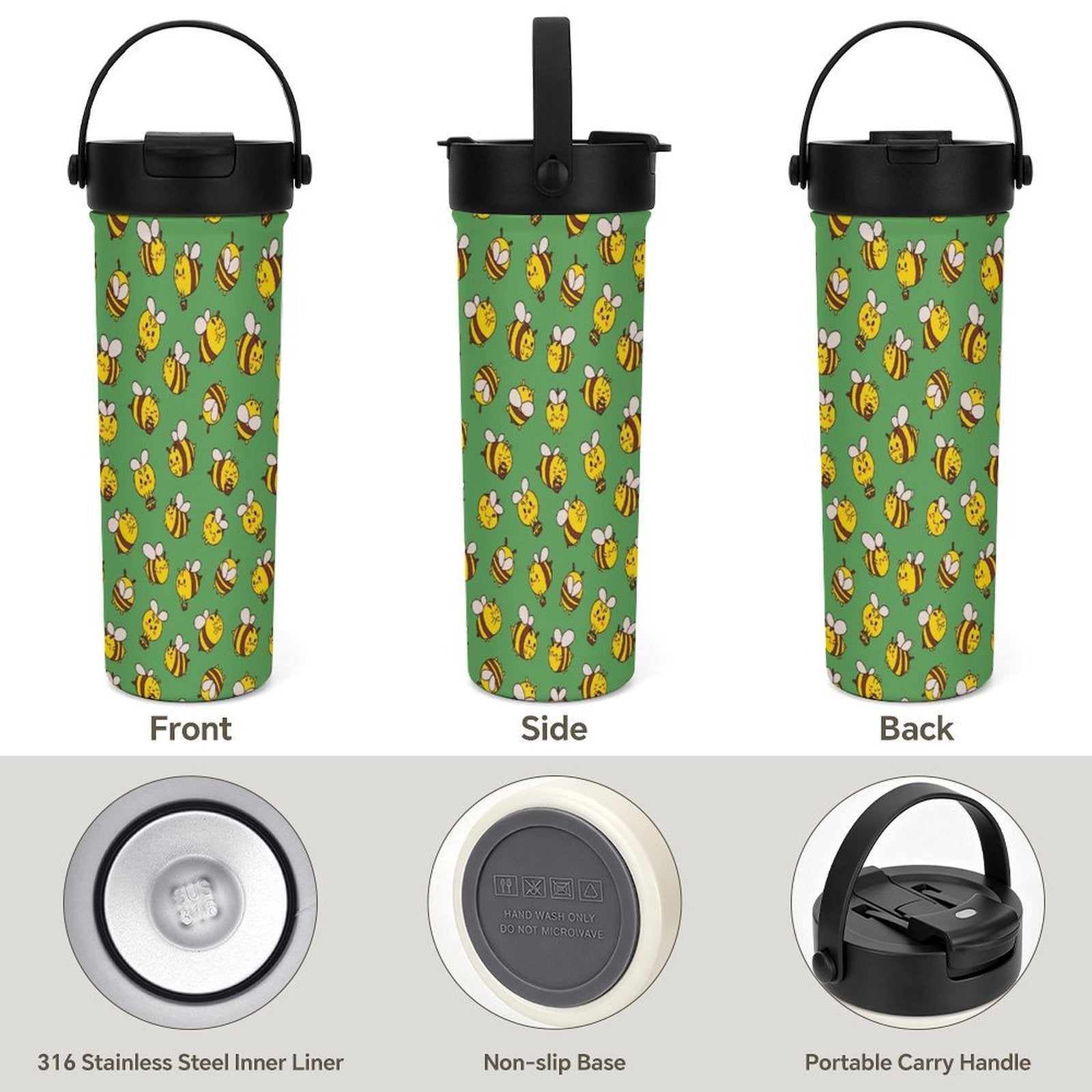 Busy Bees 20oz Tea Tumbler with Carry Handle