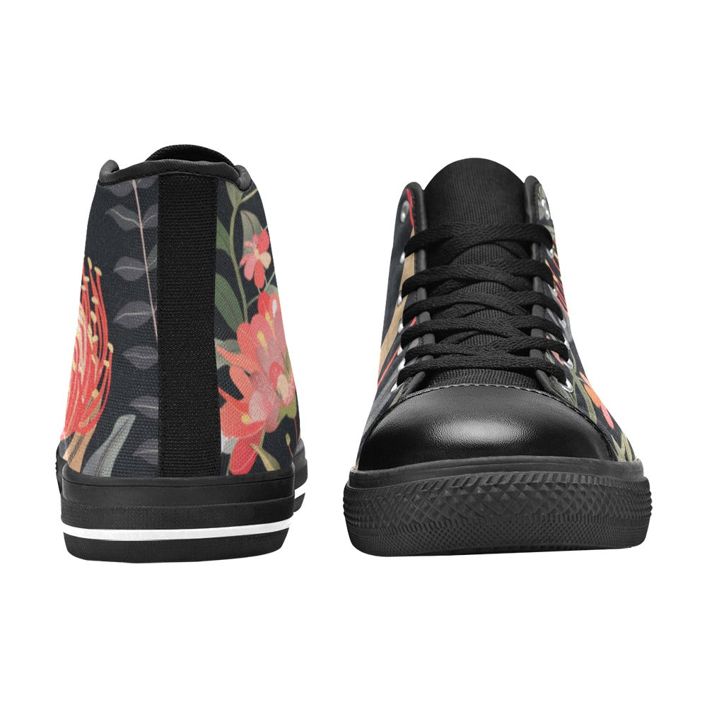Australian Waratah Flower - Men's High Top Canvas Shoes