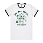 Specialty Coffee - Staple Ringer Tee White Black Ringer T-Shirt Coffee Printed In Australia
