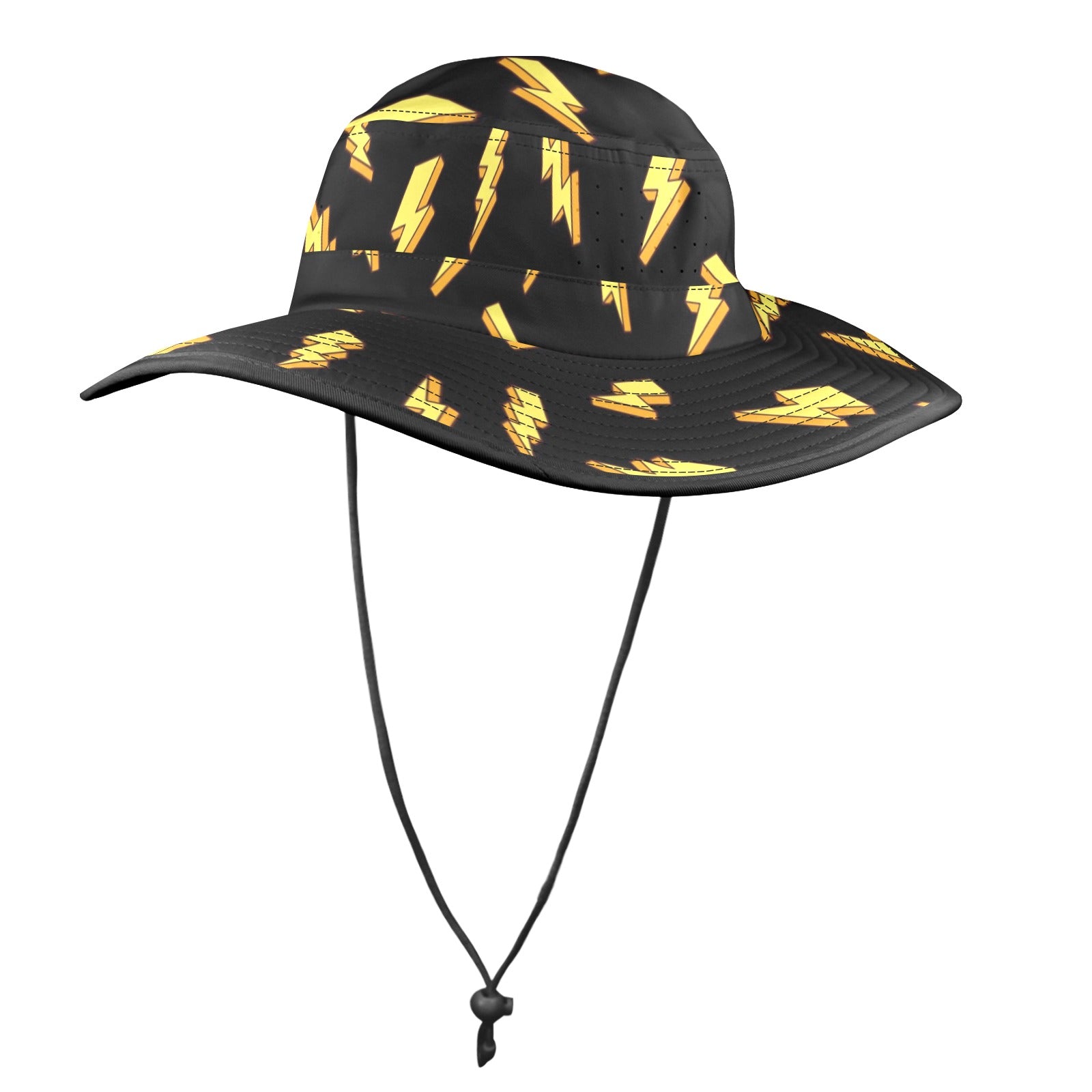Lightning Bolts - Wide Brim Bucket Hat Wide Brim Bucket Hat comic Printed Offshore