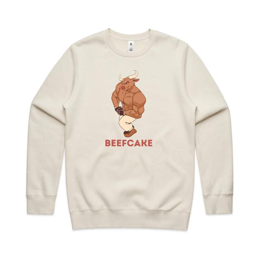 Beefcake - AS Colour Stencil Crew Sweatshirt Ecru Sweatshirt Fitness Printed In Australia