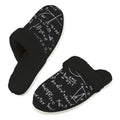 Equations Men's Fur Trim Thick-Sole Indoor Slippers 2XL Men's Fur Trimmed Slippers Maths Printed Offshore