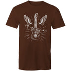 Let's Rock, Guitar - Mens T-Shirt Dark Chocolate Mens T-shirt Music Printed In Australia