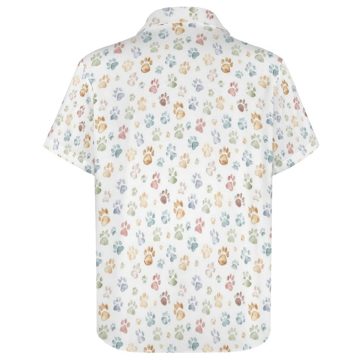 Paw Print Women's Collared Pocketless Short Sleeve Shirt