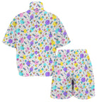 80's Grid Women's Windbreaker Short Set Women's Windbreaker Short Set Printed Offshore Retro