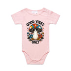 Good Vibes Only, Hippie Mushroom With Sunglasses - Baby Bodysuit