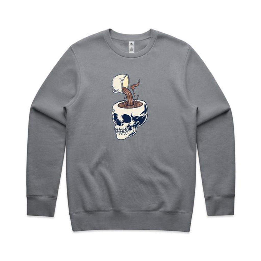 Coffee Skull - AS Colour Stencil Crew Gravel Sweatshirt Coffee Printed In Australia