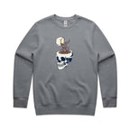 Coffee Skull - AS Colour Stencil Crew Gravel Sweatshirt Coffee Printed In Australia