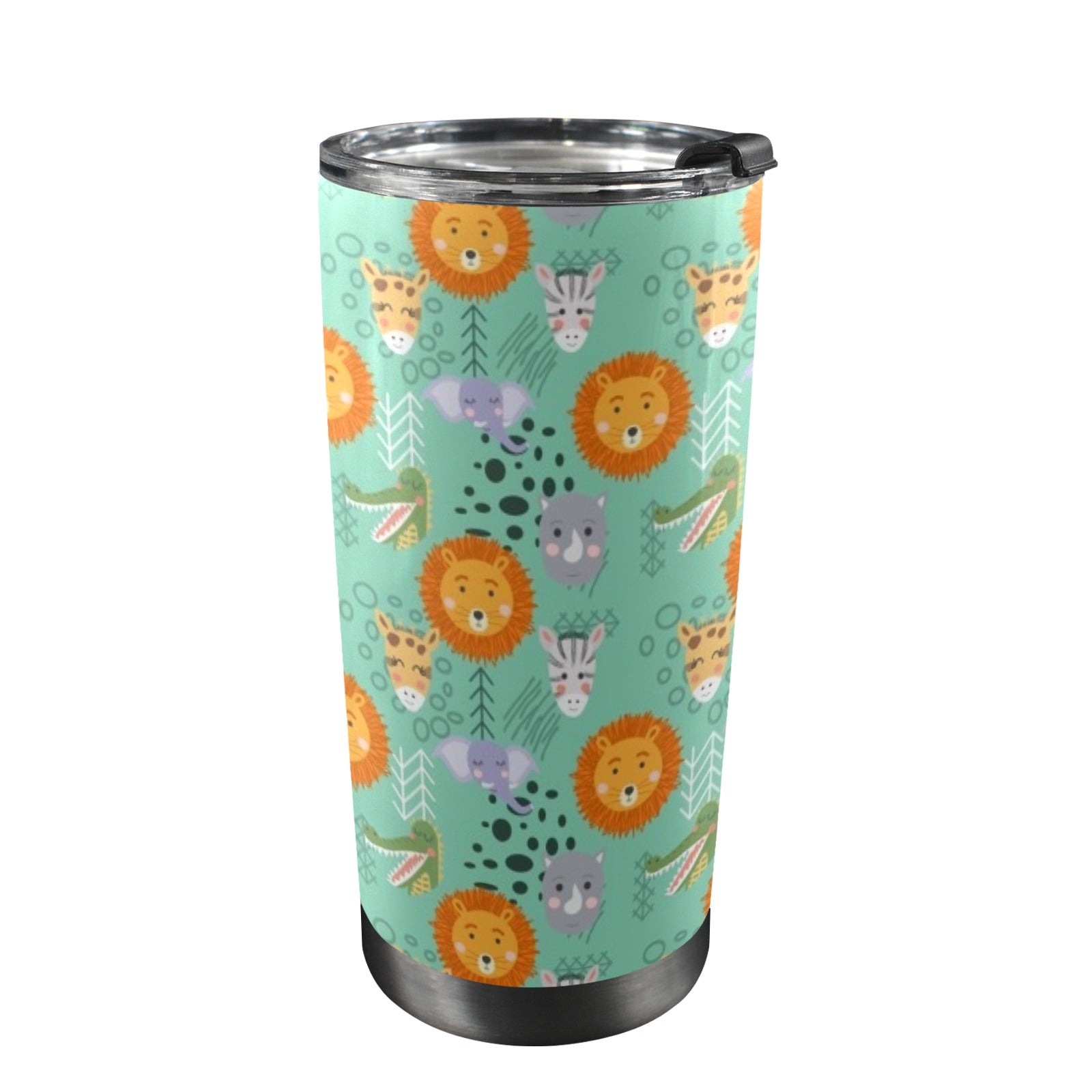Safari Animals 20oz Mobile Tumbler with Lid (Black Lock) One Size 20oz Travel Mug animal Printed Offshore