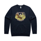 Dachshund, I've Got Friends In Low Places AS Colour Stencil Crew Sweatshirt Unisex Navy Sweatshirt animal Printed In Australia