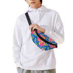 Pink And Blue Tropical Flower - Bum Bag / Fanny Pack