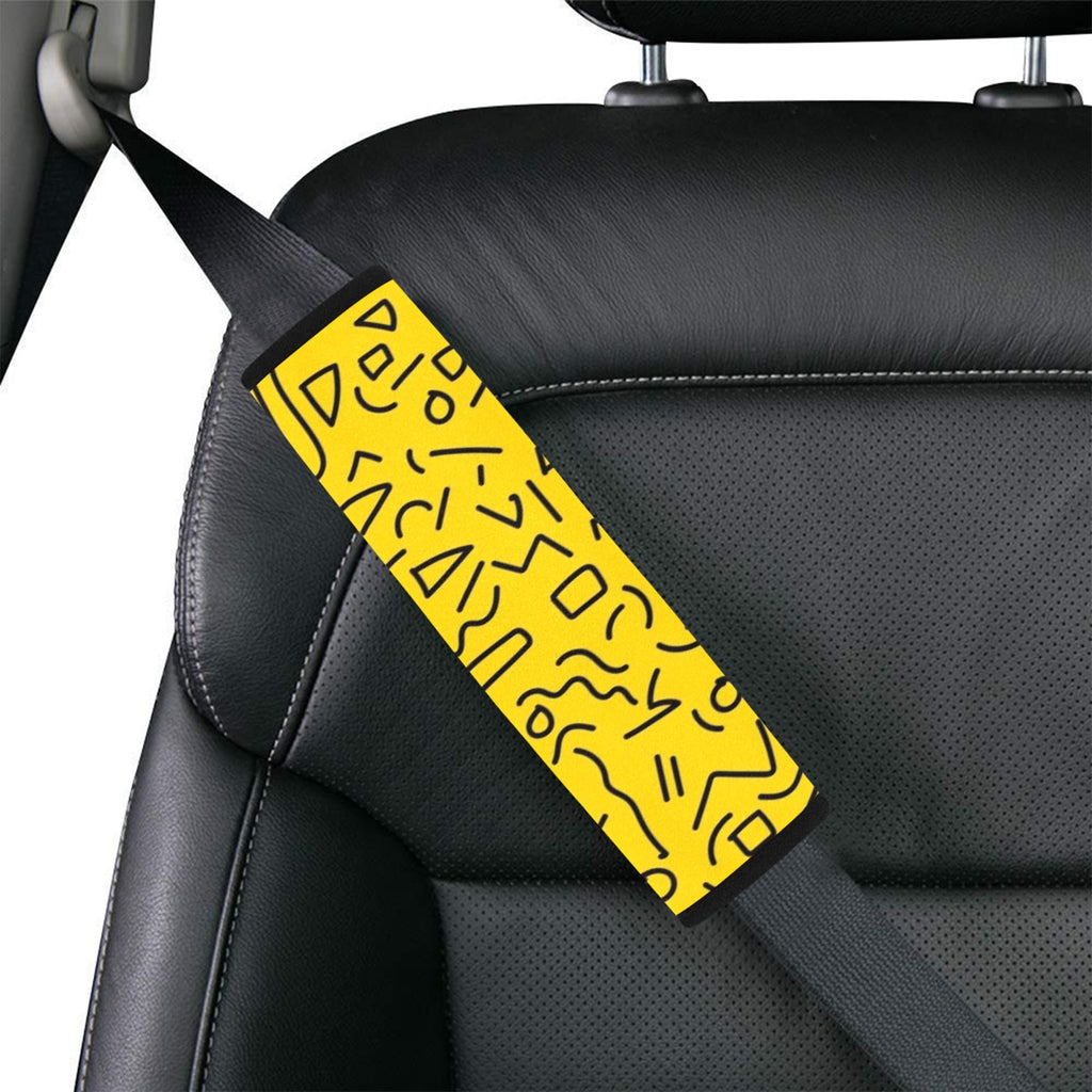 Black Squiggle On Yellow Car Seat Belt Cover 7''x10'' (Pack of 2) Car Seat Belt Cover 7x10 (Pack of 2) Printed Offshore