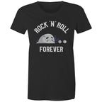 Rock And Roll Forever - Womens T-shirt Black Womens T-shirt Music Printed In Australia
