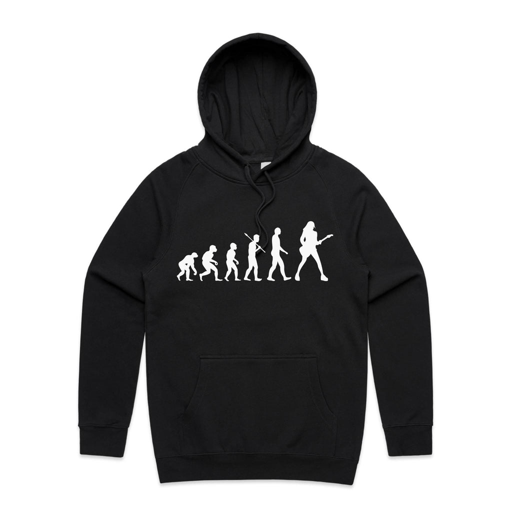 Guitarist Evolution - Mens Hoodie Black Mens Hoodie Music Printed In Australia