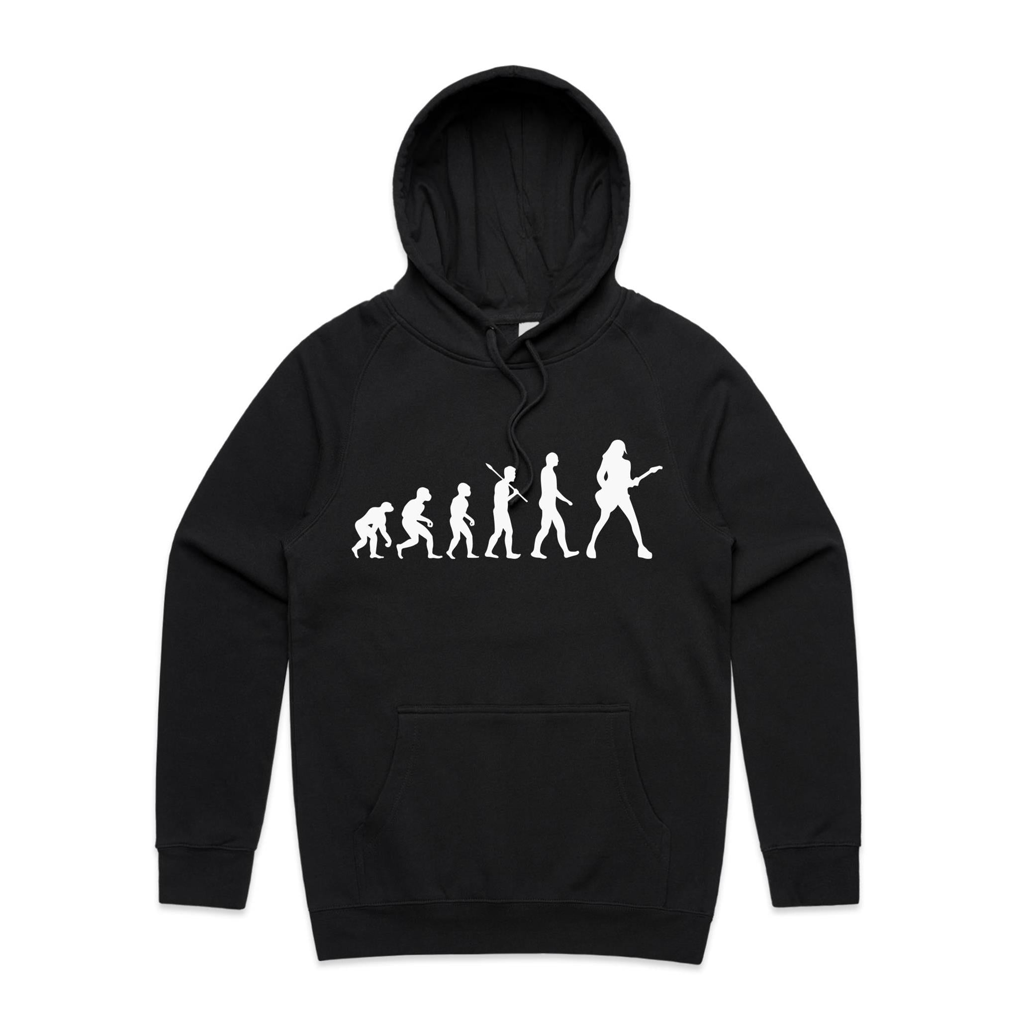 Guitarist Evolution - Mens Hoodie Black Mens Hoodie Music Printed In Australia